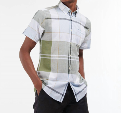 Barbour Douglas Patterned Short Sleeve Shirt In Washed Olive