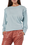 JOIE LANCER COTTON LONG SLEEVE TOP IN GRAY MIST