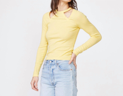Monrow Rib Cut Out Top In Sunny Side In Yellow