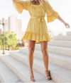 BB DAKOTA GAUZE & EFFECT DRESS IN LEMON DROP