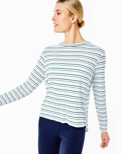 Addison Bay Tie Back Long Sleeve In Multi Stripe Blue In White