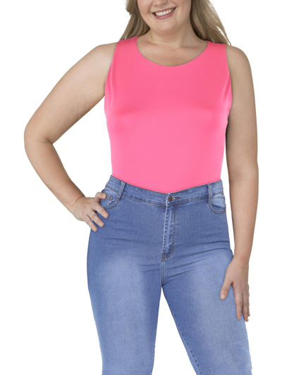 And Now This Plus Womens Boat Neck Sleeveless Bodysuit In Pink
