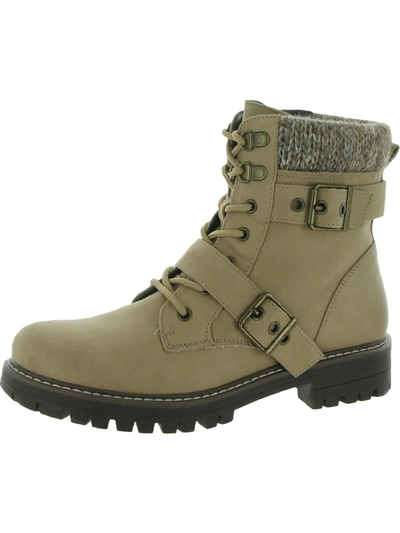 Cliffs By White Mountain Marlee Womens Faux Suede Lugged Sole Combat & Lace-up Boots In Multi