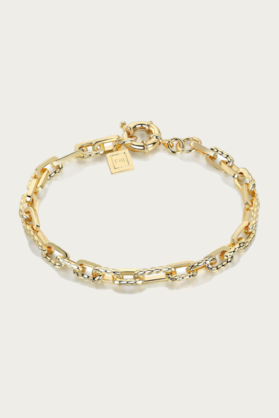 F+h Studios Ramones Hammered Chain Anklet In Gold In Silver