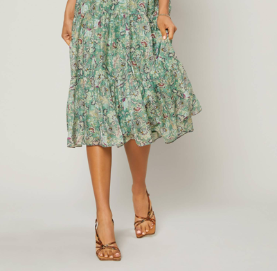 Current Air Lasalle Open Back Midi Dress In Floral Sage In Green