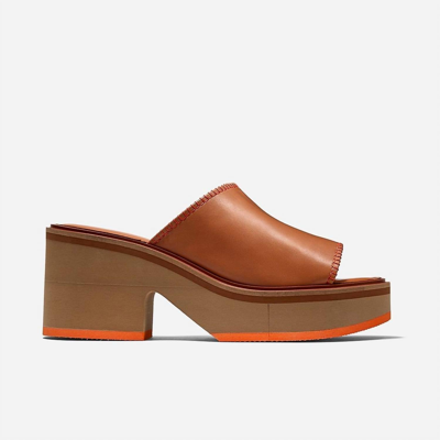 Clergerie Cessy Leather Platform Mules Sandal In Longan Brown/papaya In Multi