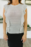Bb Dakota Side Gig Ruffle Top In Ivory In Grey