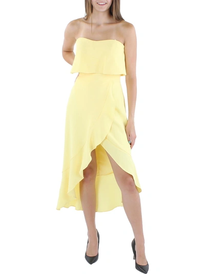 Xscape Womens Strapless Ruffle Cocktail Dress In Yellow