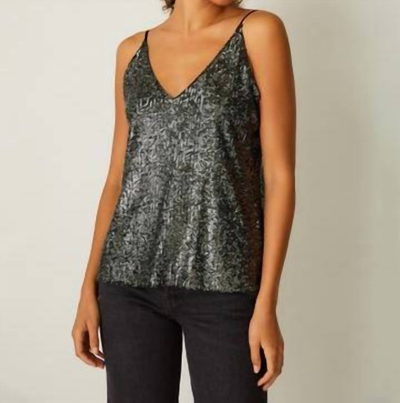 Fifteen Twenty Sequin Cami In Navy In Silver