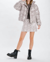En Saison Womens Snake Print Cropped Puffer Jacket In Grey