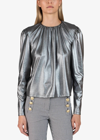 Derek Lam 10 Crosby Kary Long Sleeve Blouse In Silver In Grey