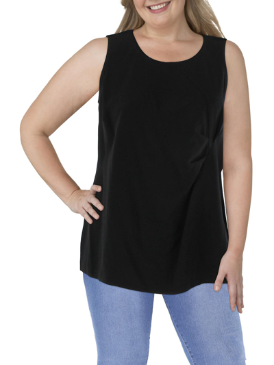 Rebel Wilson X Angels Plus Womens Ruched Side Zipper Tank Top In Black