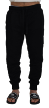 Dolce & Gabbana Elastic Waistband Wool Blend Joggers In Black