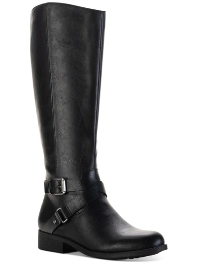 STYLE & CO MARLIEE WOMENS FAUX LEATHER WIDE CALF MOTORCYCLE BOOTS