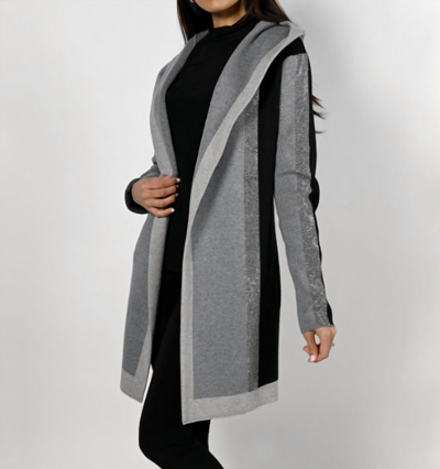 Frank Lyman Shimmer Cardigan Sweater In Black/grey In Multi