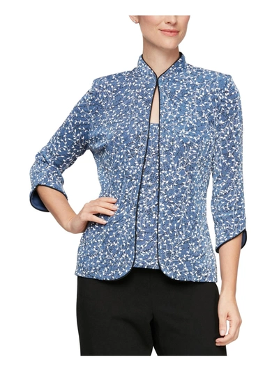 Alex Evenings Petites Womens Embellished Jacket Twinset In Blue