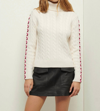 DEREK LAM 10 CROSBY PIPPA LACE UP TURTLENECK IN IVORY