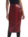 Commando Faux Leather Animal Midi Skirt In Red Snake In Red
