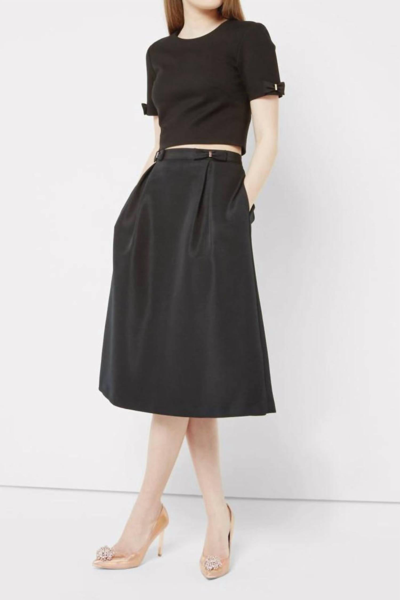 Ted Baker Double Bow Midi Skirt In Black