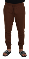 DOLCE & GABBANA DOLCE & GABBANA ELEGANT BROWN CASHMERE JOGGER MEN'S PANTS