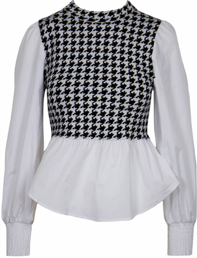 Lucy Paris Demi Mixed Knit Top In Black/white