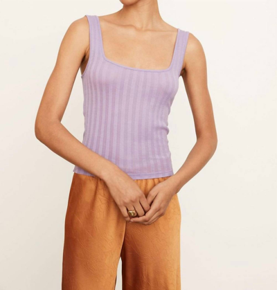 Vince Ribbed Cotton-jersey Tank In Purple