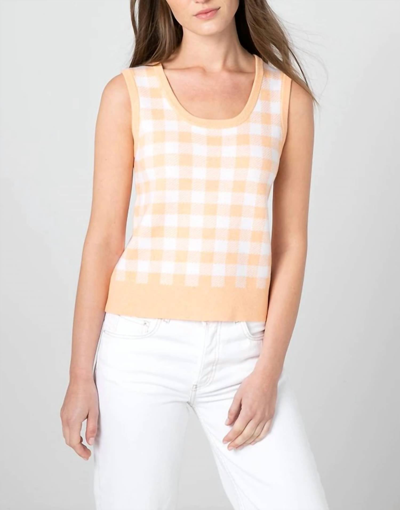 Kinross Gingham Tank In White/apricot In Yellow