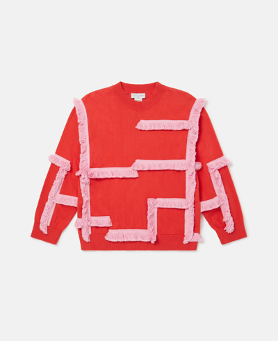 Stella Mccartney Fringed Lines Jumper In Red