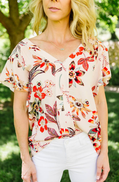 Sanctuary Countryside Shell Blouse In Peach In White