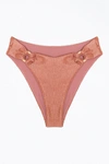 Soah Rebecca Ribbed O-ring Bikini Bottom In Blush In Pink