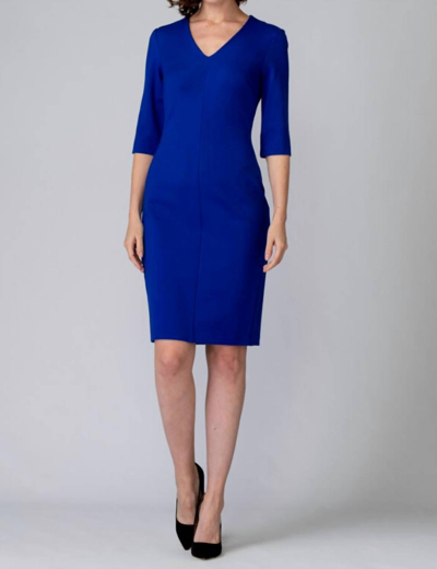 Joseph Ribkoff 3/4 Sleeve Dress In Cobalt In Blue