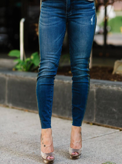 Kut From The Kloth Connie High Rise Ankle Skinny Jean In Dark Stone Base/ Olive Stripe In Multi