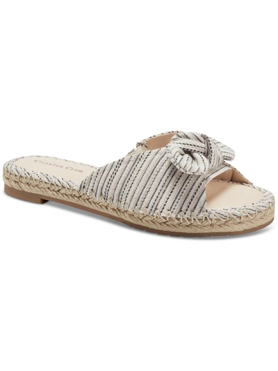 Charter Club Ashland Womens Canvas Slip On Slide Sandals In Silver