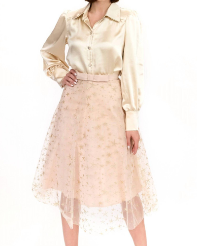 Eva Franco Metallic Tulle Skirt In Twinkle Star In Pink