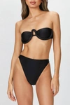 ADRIANA DEGREAS SOLID HIGH-LEG STRAPLESS BIKINI SET IN BLACK