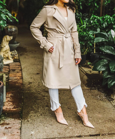 Black Tape The Audrey Belted Trench Coat In Camel In Gold