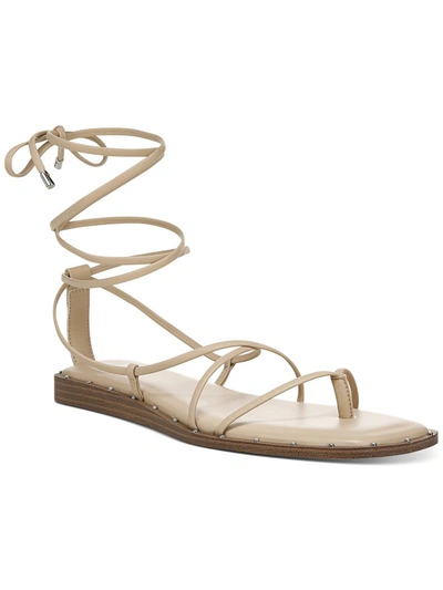 Bar Iii Nazrine Womens Faux Leather Lace Up Strappy Sandals In Beige