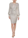 ELIZA J WOMENS SEQUINED KNEE-LENGTH COCKTAIL AND PARTY DRESS