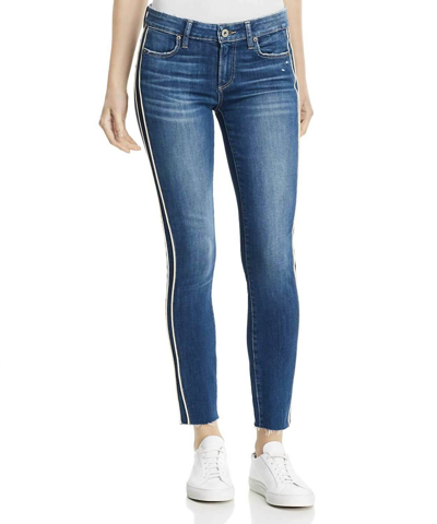 Paige Verdugo Ankle Piping Raw Hem Jean In Indigo/cream In Blue