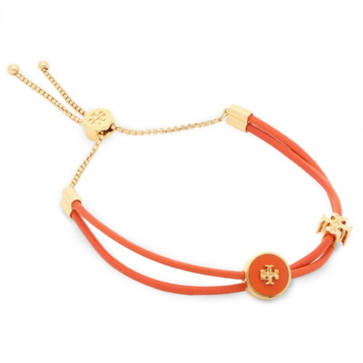 Tory Burch Orange Kira Leather Slider Bracelet