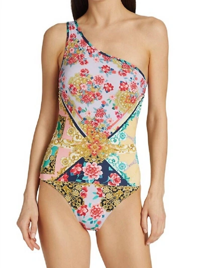 Johnny Was Raina One-shoulder One Piece Swimsuit In Multi In Grey