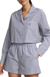 Polo Ralph Lauren Crop Cotton Poplin Short Pajamas In Wide Stripe