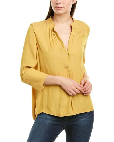 David Lerner Taylor 3/4 Sleeve Bohemian Top In Marigold In Yellow