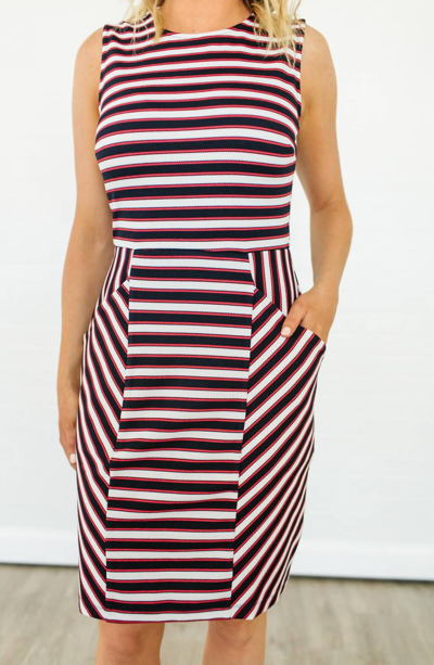 Leota Cabana Panel Dress In Red/blue/white Stripe In Pink