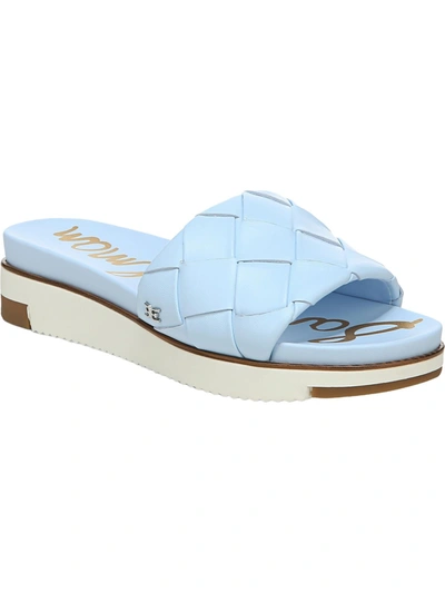 Sam Edelman Adaley Womens Leather Flat Pool Slides In Multi