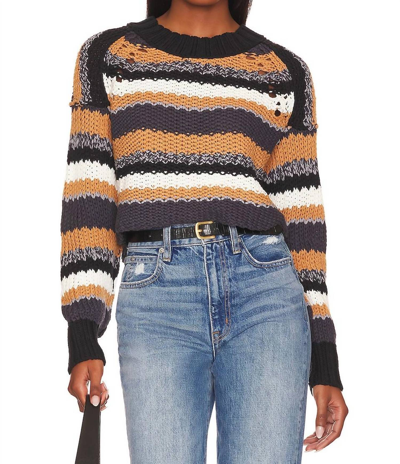 Free People Devon Sweater In Sunflower Seed Combo In Black