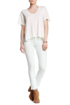 Rag & Bone Low Rise Distressed Fringe Hem Cropped Jeans In Mint Green