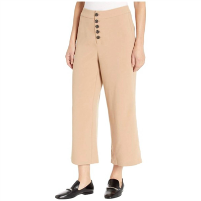 Cupcakes And Cashmere Riga Button Front Wide Leg Trouser In Caramel In Beige