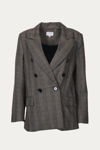 BY TOGETHER PRINCE OF WALES DOUBLE-BREASTED BLAZER IN BROWN