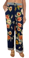 Johnny Was Floral Border Split Pant In Multi In Black